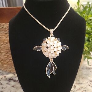 Gold and Silver Fish Pendant Necklace